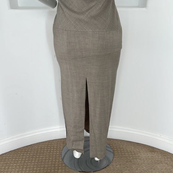 VINTAGE SARA STURGEON SLEEVELESS TAUPE MAXI DRESS SIZE 3 - Picture 6 of 11